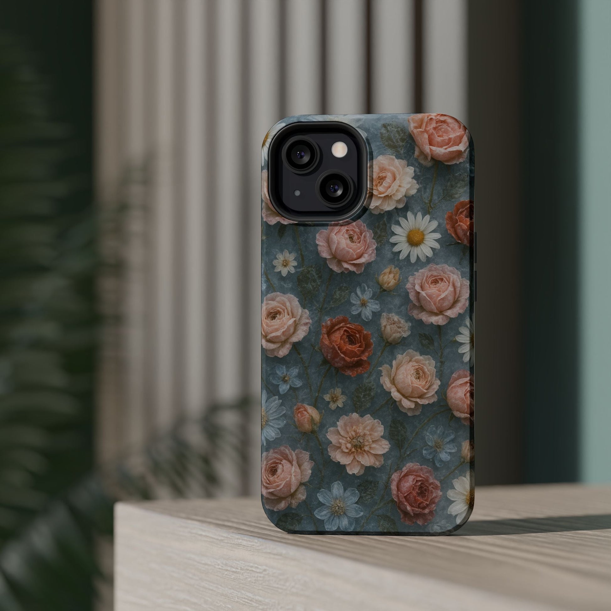 Frozen Floral Vintage Roses & Daisies iPhone Case with MagSafe compatibility  Shamo's