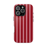 Red Burgundy  Stripes Magnetic Impact-Resistant Phone Case | MagSafe Compatible