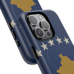 Kosovo Flag Tough iPhone Case — Navy Blue Stars & Gold Map (MagSafe compatible)  Shamo's