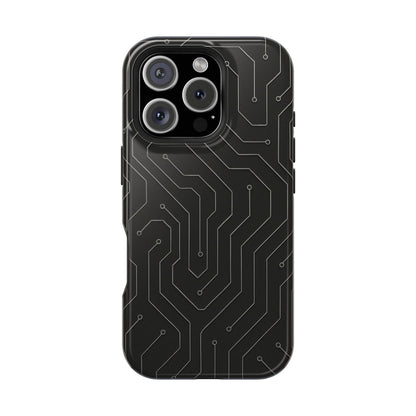 Black Circuit Board Design iPhone Case | MagSafe  Shamo's iPhone 16 Pro / Glossy