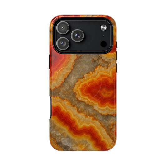 Agate Glow Marble iPhone Case Orange Geode Stone Design with MagSafe - Shamo's