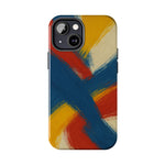 Abstract Brushstroke Tough Phone Case — Colorful Red, Blue & Yellow Protective Cover  Shamo's