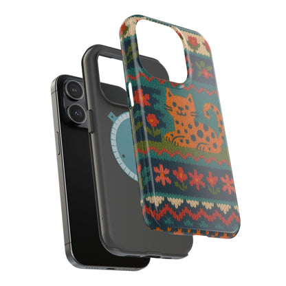 Cozy Knit Leopard Pattern Sweater Holiday Theme iPhone Case with MagSafe compatibility