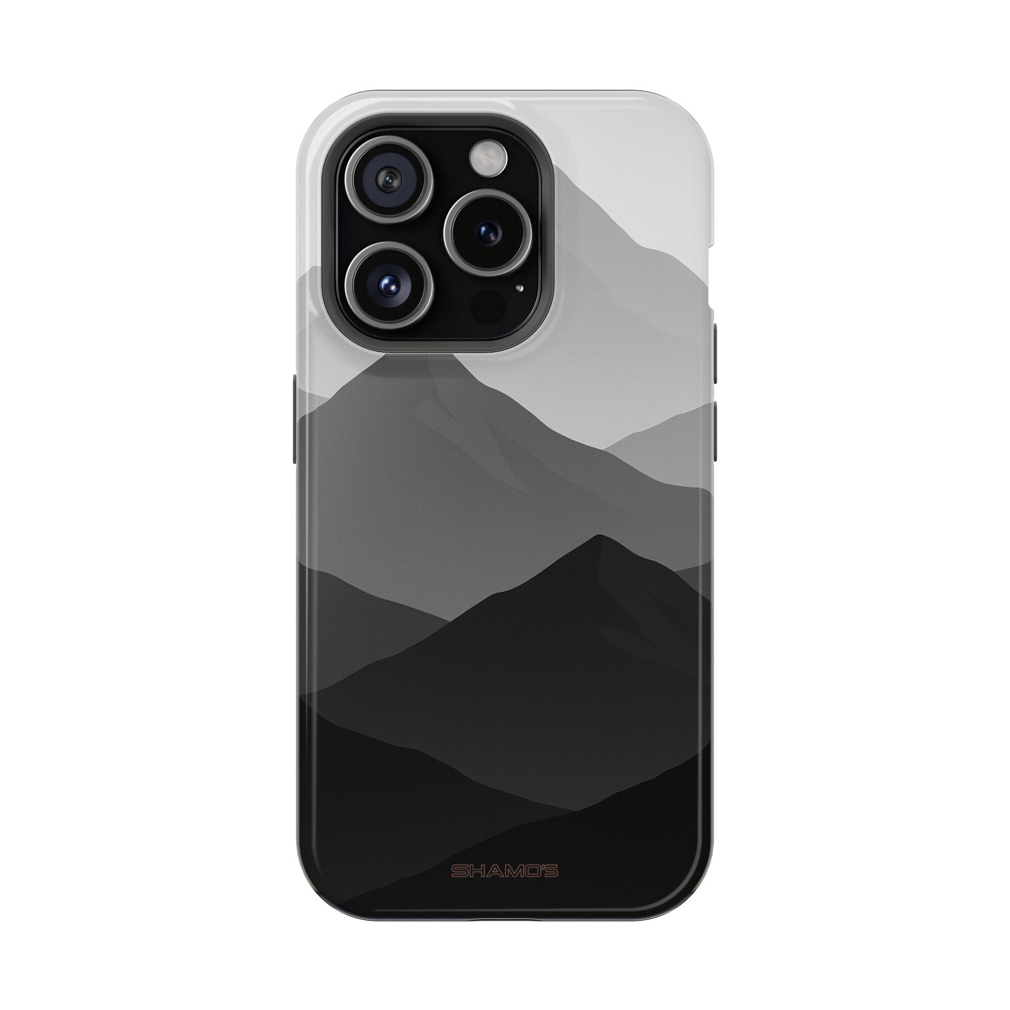 Monochrome Mountain Design iPhone Case | MagSafe - iPhone 15 Pro / Glossy - Shamo's