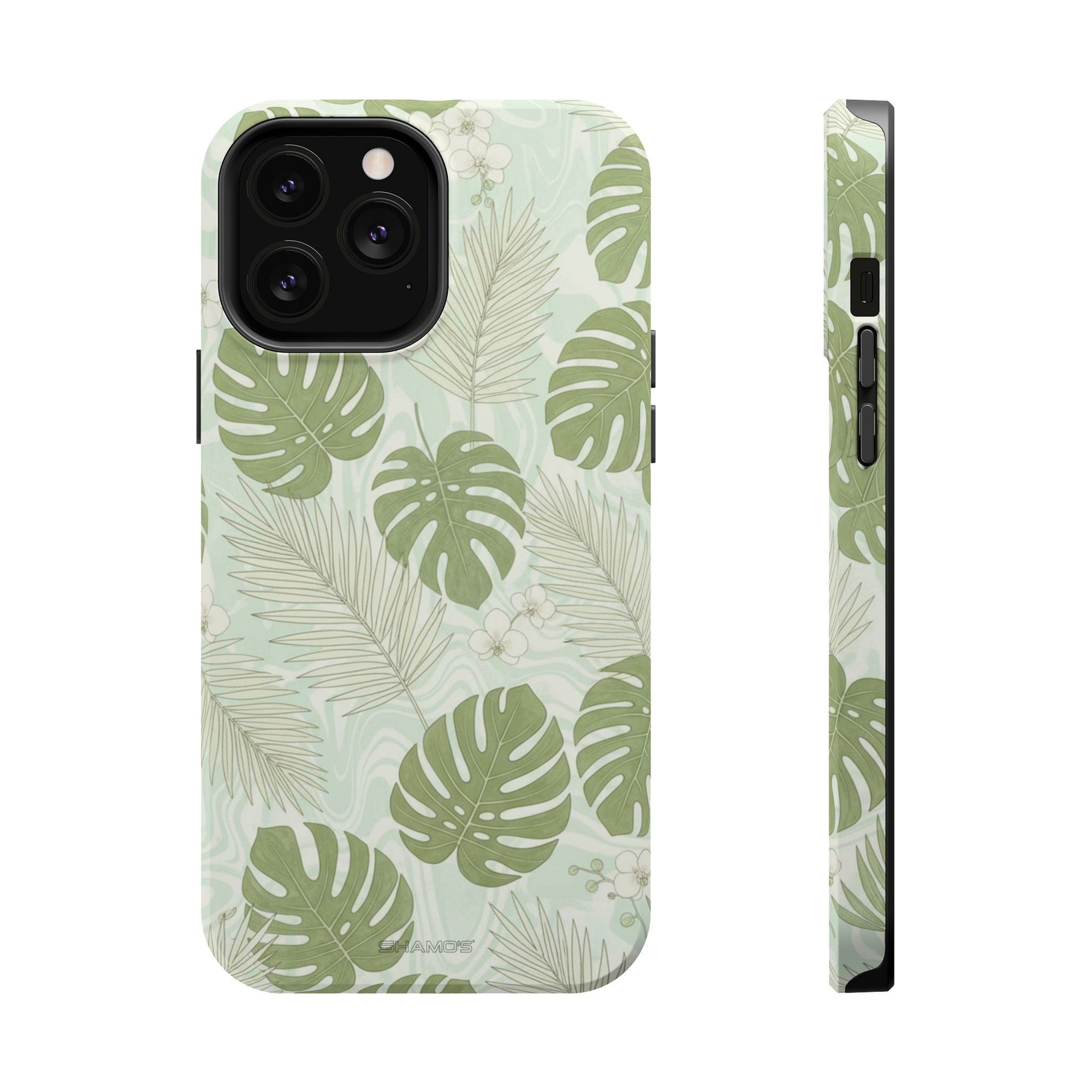 Tropical Monstera Phone Case, Impact-Resistant Magnetic iPhone Cover with MagSafe Compatibility
