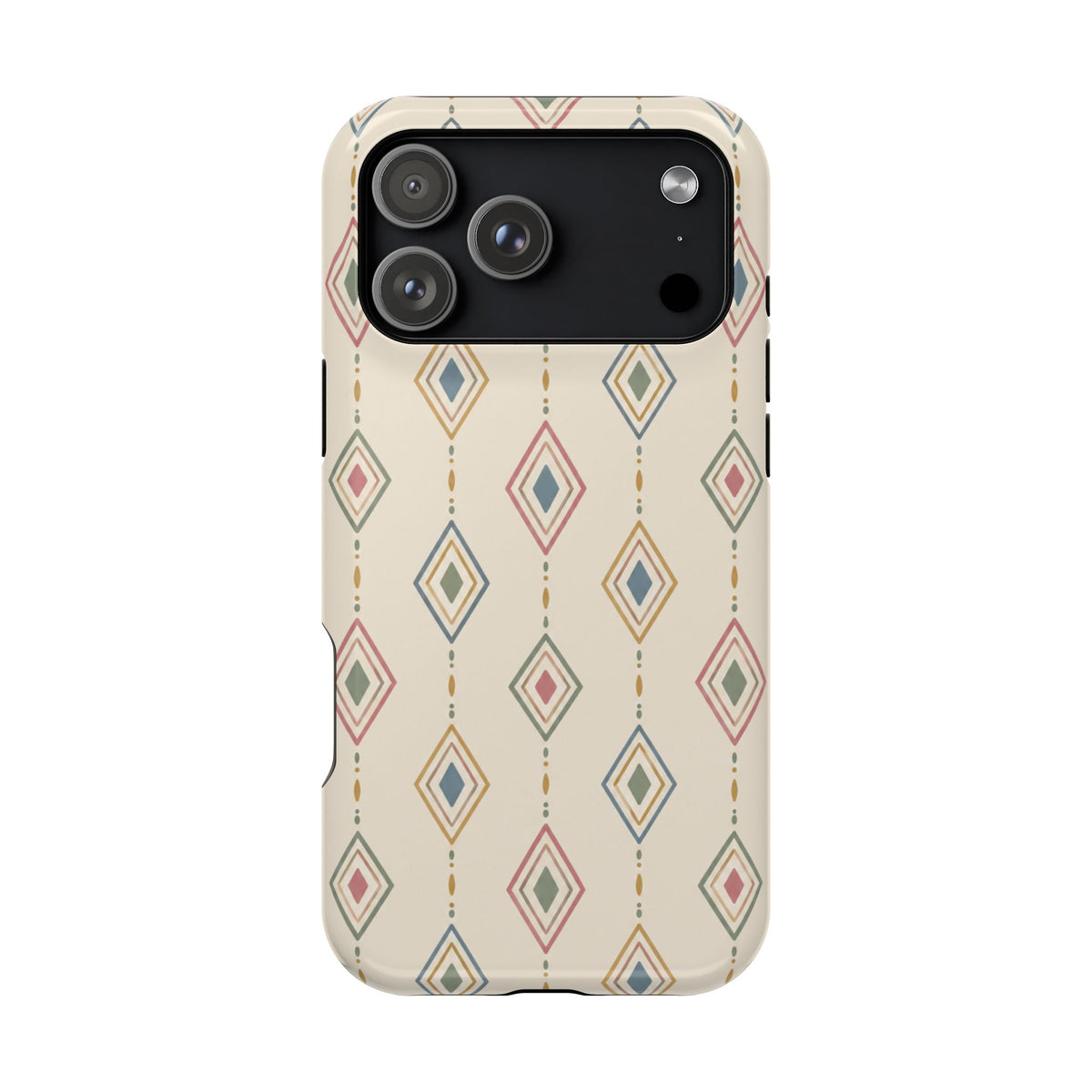 Desert Diamonds – Pastel Geometric Pattern MagSafe Phone Case, glossy iPhone 18 Pro Max, rear view