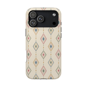 Desert Diamonds – Pastel Geometric Pattern MagSafe Phone Case, glossy iPhone 18 Pro Max, rear view