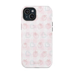 Strawberry Hearts MagSafe Compatible Phone Case | 'Paint it your way' Pink Plaid Impact-Resistant