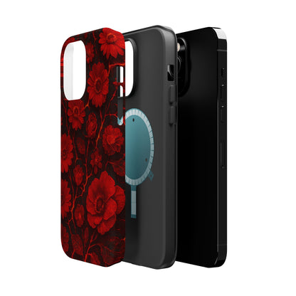 Melted Lava Dark Red Floral iPhone Case — MagSafe Compatible  Shamo's