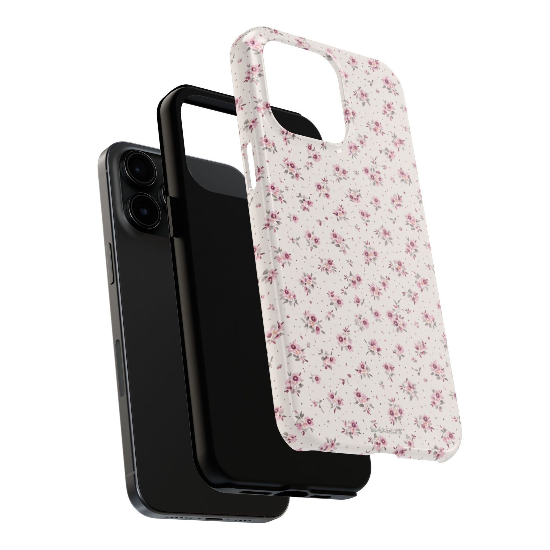 Rosebud Floral Tough iPhone Case — Pink Vintage Flower Protective Cover - iPhone 17 - Shamo's