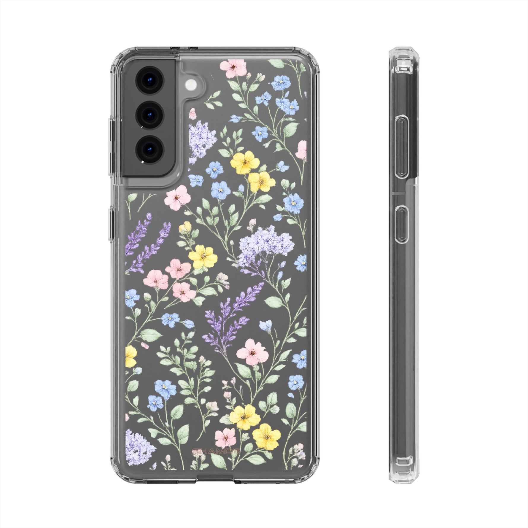 Clear Floral Impact-Resistant Phone Case — Pastel Wildflower Design