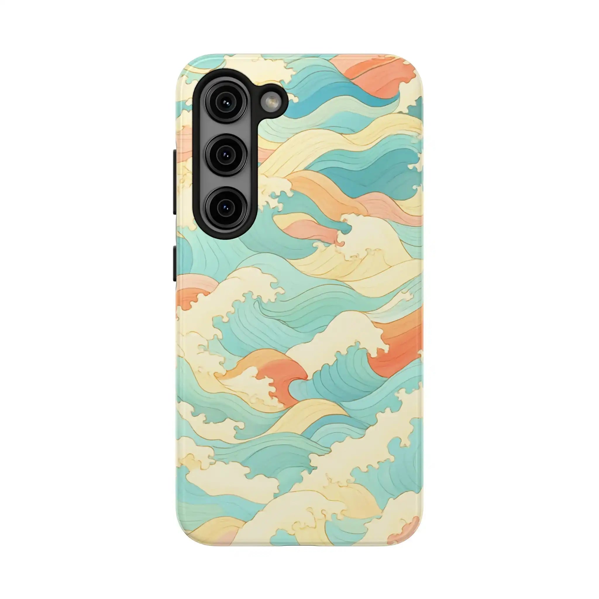 Ocean Wave Tough Phone Case — Pastel Retro Surf Pattern  Shamo's Samsung Galaxy S23