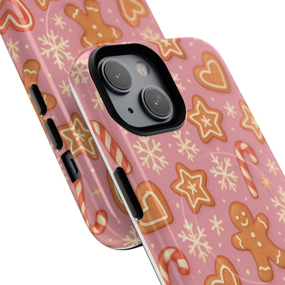 Pink Gingerbread Holiday iPhone Case with MagSafe compatibility - Shamo's