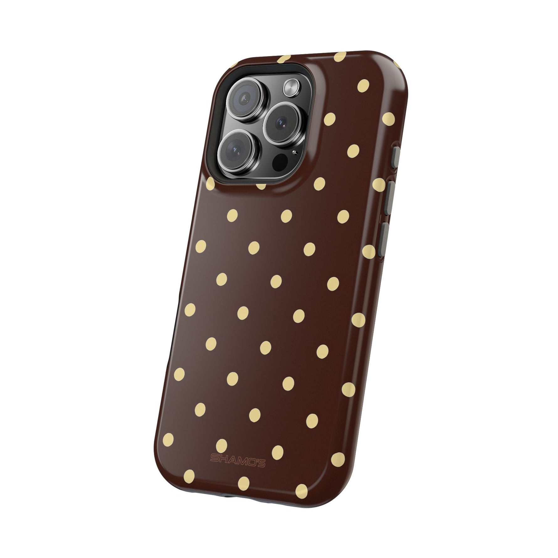 Polka Dot iPhone Case — Brown & Cream MagSafe Protective Cover