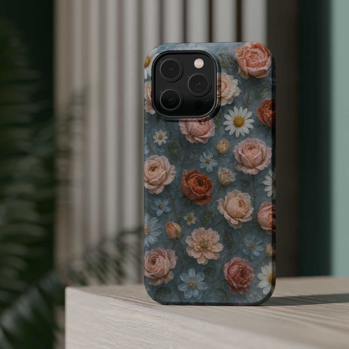 Frozen Floral Vintage Roses & Daisies iPhone Case with MagSafe compatibility  Shamo's