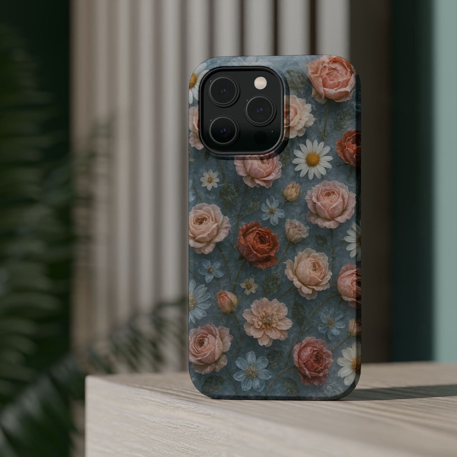 Frozen Floral Vintage Roses & Daisies iPhone Case with MagSafe compatibility  Shamo's