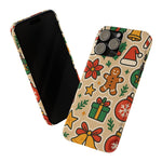 Holiday Pattern Slim iPhone Case — Gingerbread, Santa Hat & Gifts Holiday Design  Shamo's