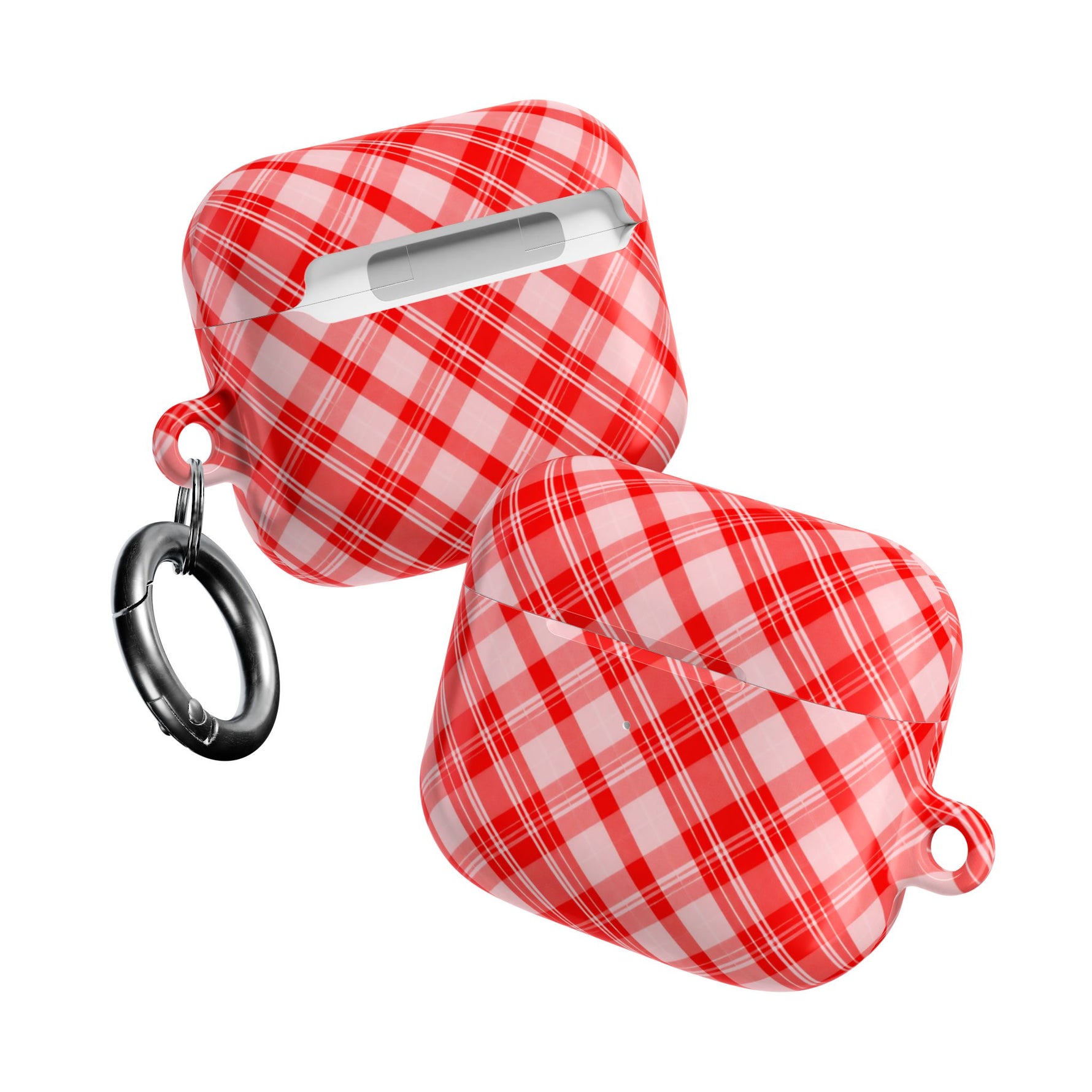 Red Plaid AirPod Case – Festive Check Pattern Protective Cover