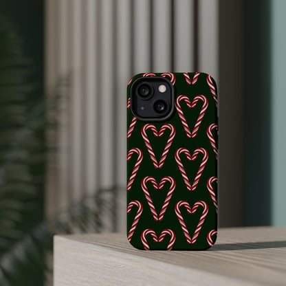 Candy Cane Heart MagSafe Impact-Resistant iPhone Case