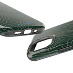 Topographic Green Magnetic Impact-Resistant iPhone Case | MagSafe compatible  Shamo's