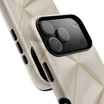 Beige Gold Geometric Luxury Series iPhone Case with MagSafe