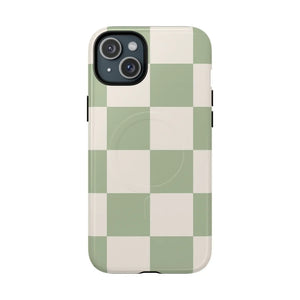 Sage Checkerboard Tough iPhone Case - Compatible with MagSafe - Shamo's