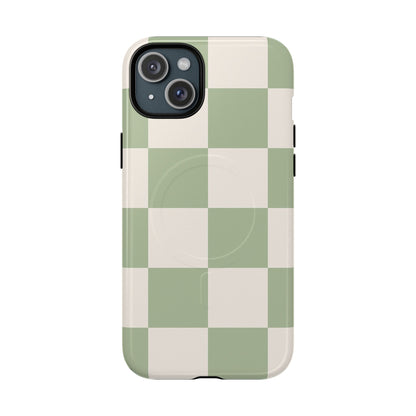 Sage Checkerboard Tough iPhone Case - Compatible with MagSafe
