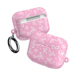 Pink Bow Pattern AirPod Case — Cute Floral Bow Protective Case