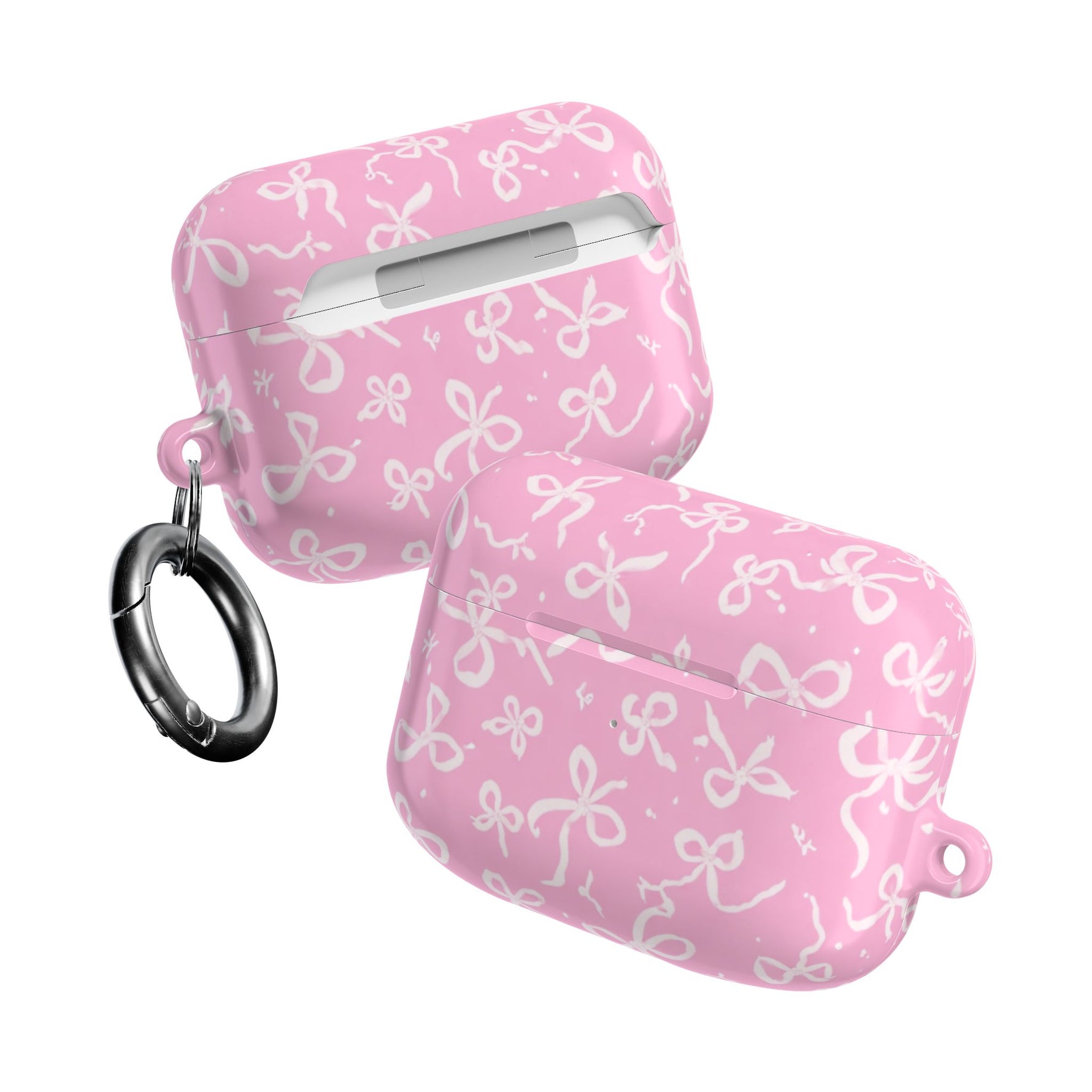 Pink Bow Pattern AirPod Case — Cute Floral Bow Protective Case