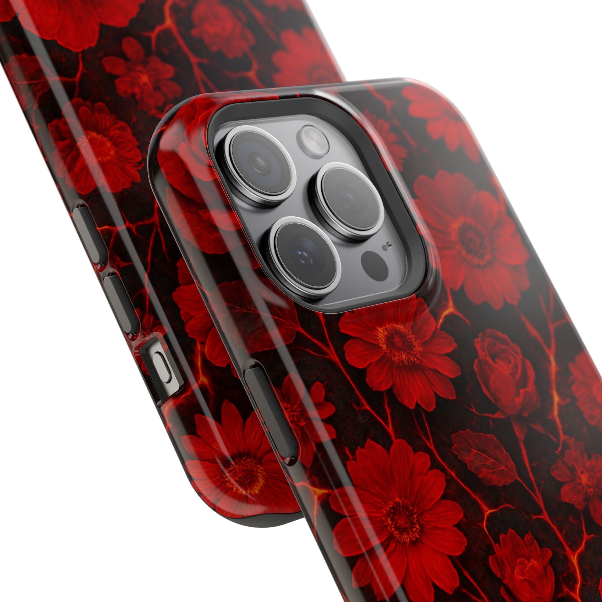 Melted Lava Dark Red Floral iPhone Case — MagSafe Compatible  Shamo's