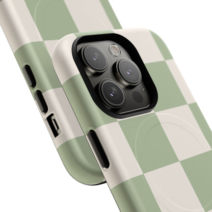 Sage Checkerboard Tough iPhone Case - Compatible with MagSafe