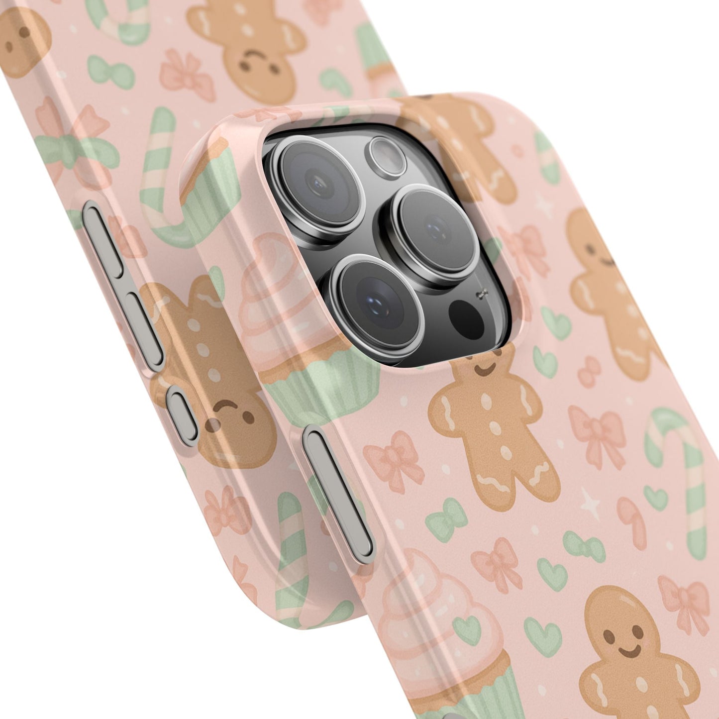 Gingerbread Holiday Slim iPhone Case — Cute Candy Cane & Cupcake Pattern