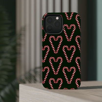 Candy Cane Heart MagSafe Impact-Resistant iPhone Case