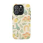 Italian Summer Drawing  iPhone Case — Lemon & Vespa Pattern Tough MagSafe Case  Shamo's iPhone 15 Pro / Matte