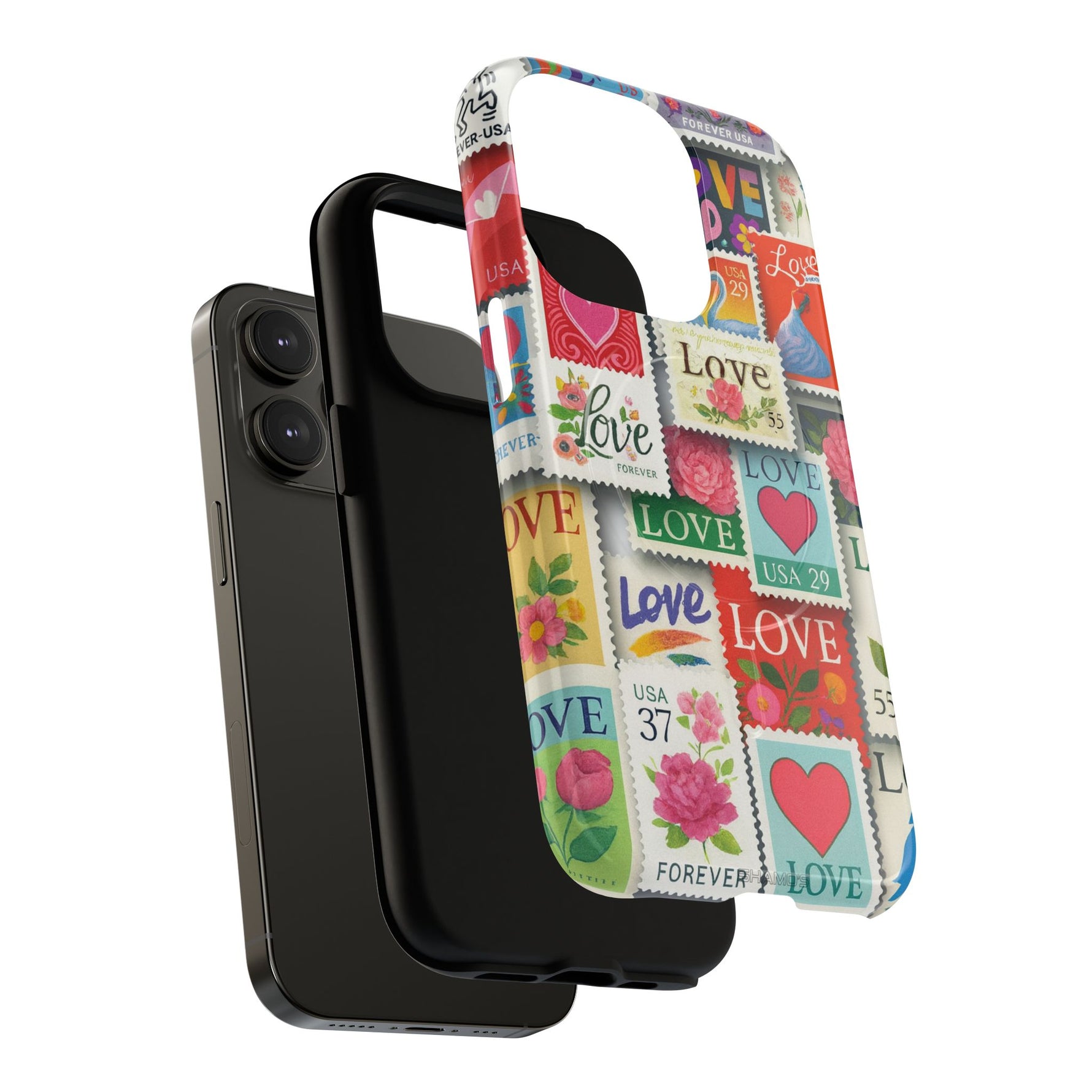 Vintage Romantic Love Stamp iPhone Case | Tough Protection + MagSafe