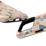 Prairie Quilt – Pastel Patchwork Pattern MagSafe Phone Case, glossy wide-camera Pro Max model, port openings and edge details