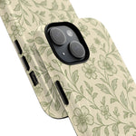 Sage Green Vintage Floral Pattern iPhone Case | MagSafe Compatible - Shamo's