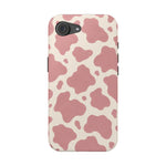 Rose Cowprint – Pink Cow Print MagSafe Phone Case, glossy iPhone 16e, rear view