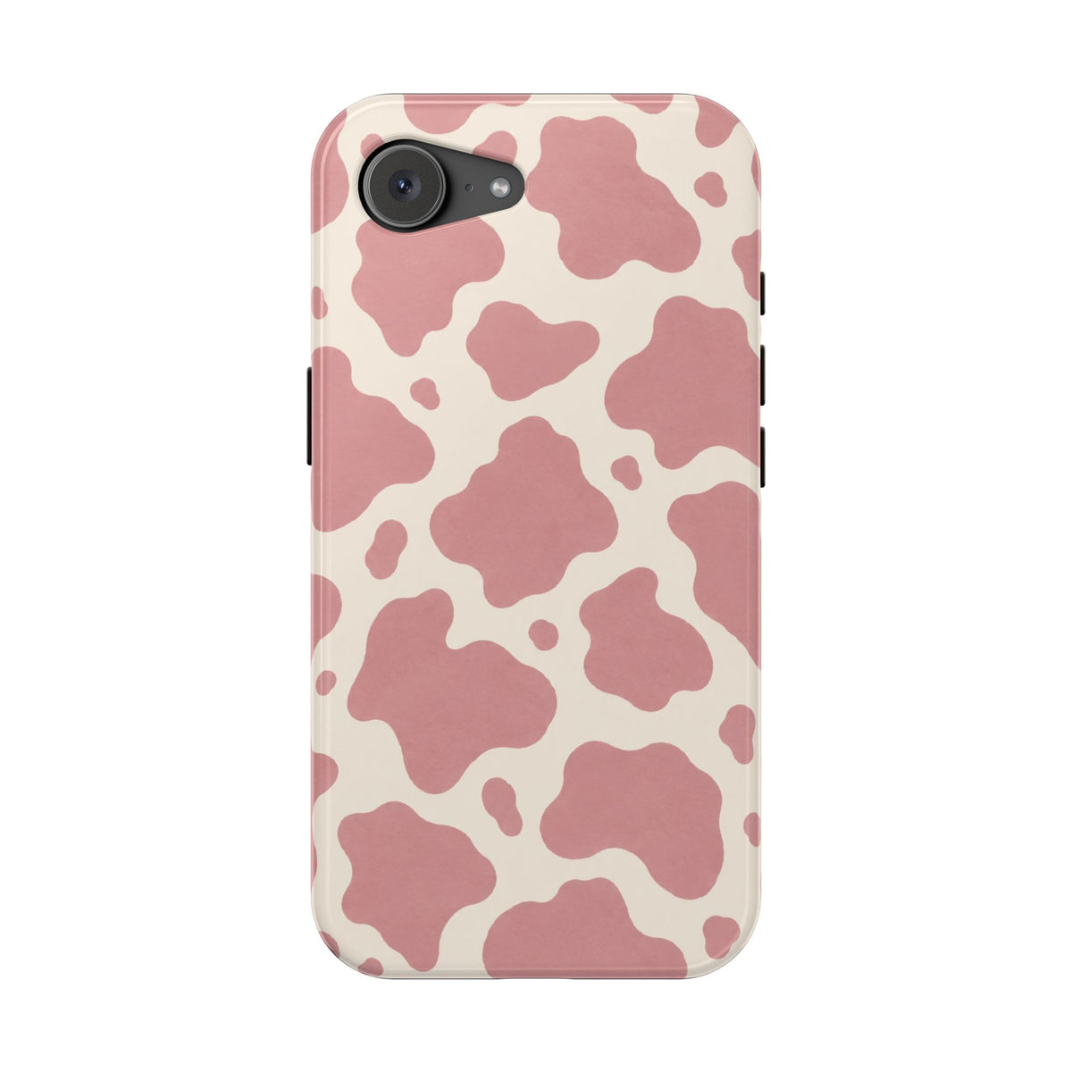 Rose Cowprint – Pink Cow Print MagSafe Phone Case, glossy iPhone 16e, rear view