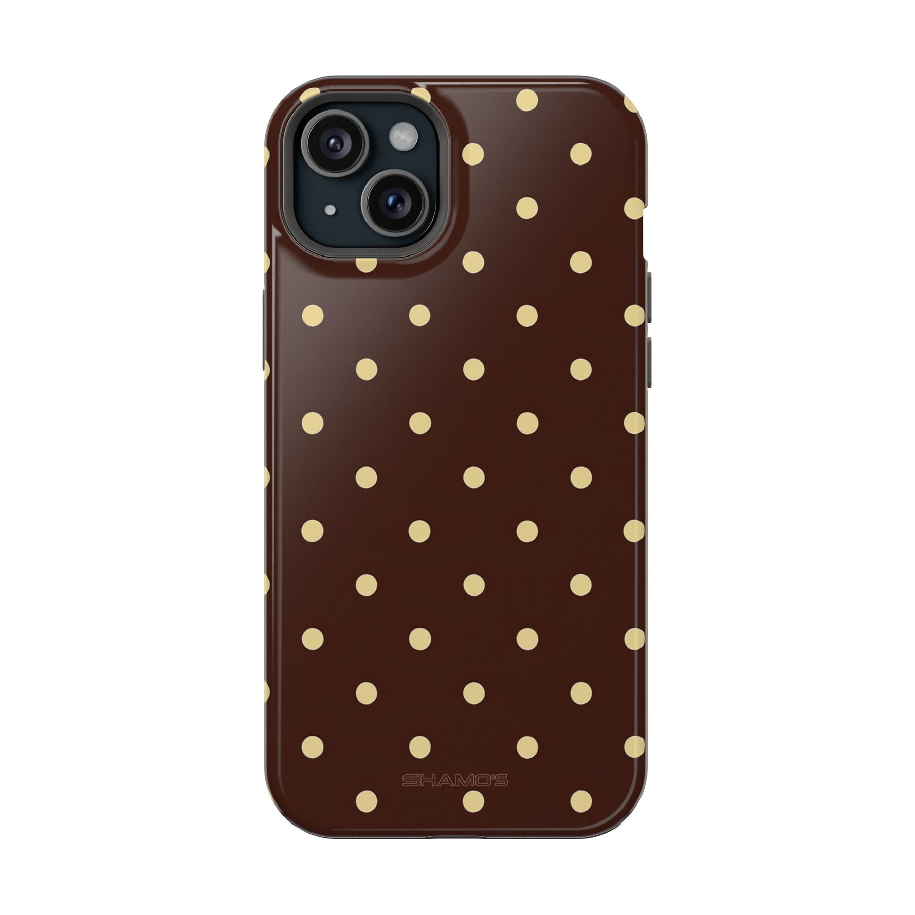 Polka Dot iPhone Case — Brown & Cream MagSafe Protective Cover