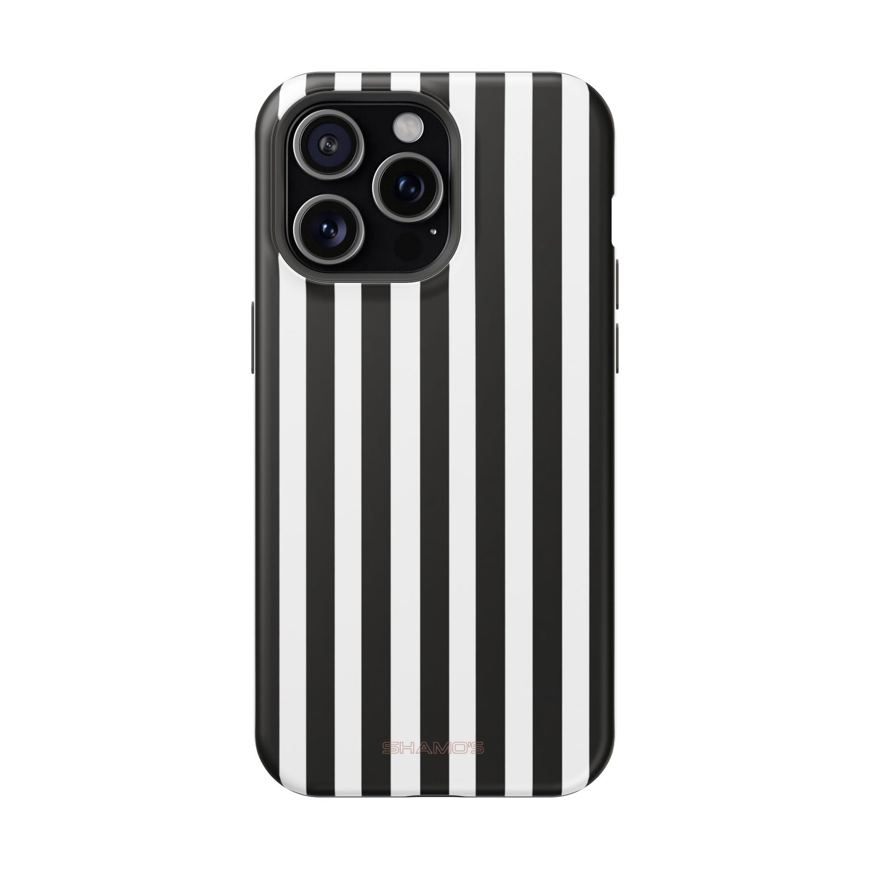 Striped MagSafe Compatible Magnetic Impact-Resistant Phone Case | Black & White Vertical Stripe (Noir Blanc) - iPhone 15 Pro Max / Matte - Shamo's