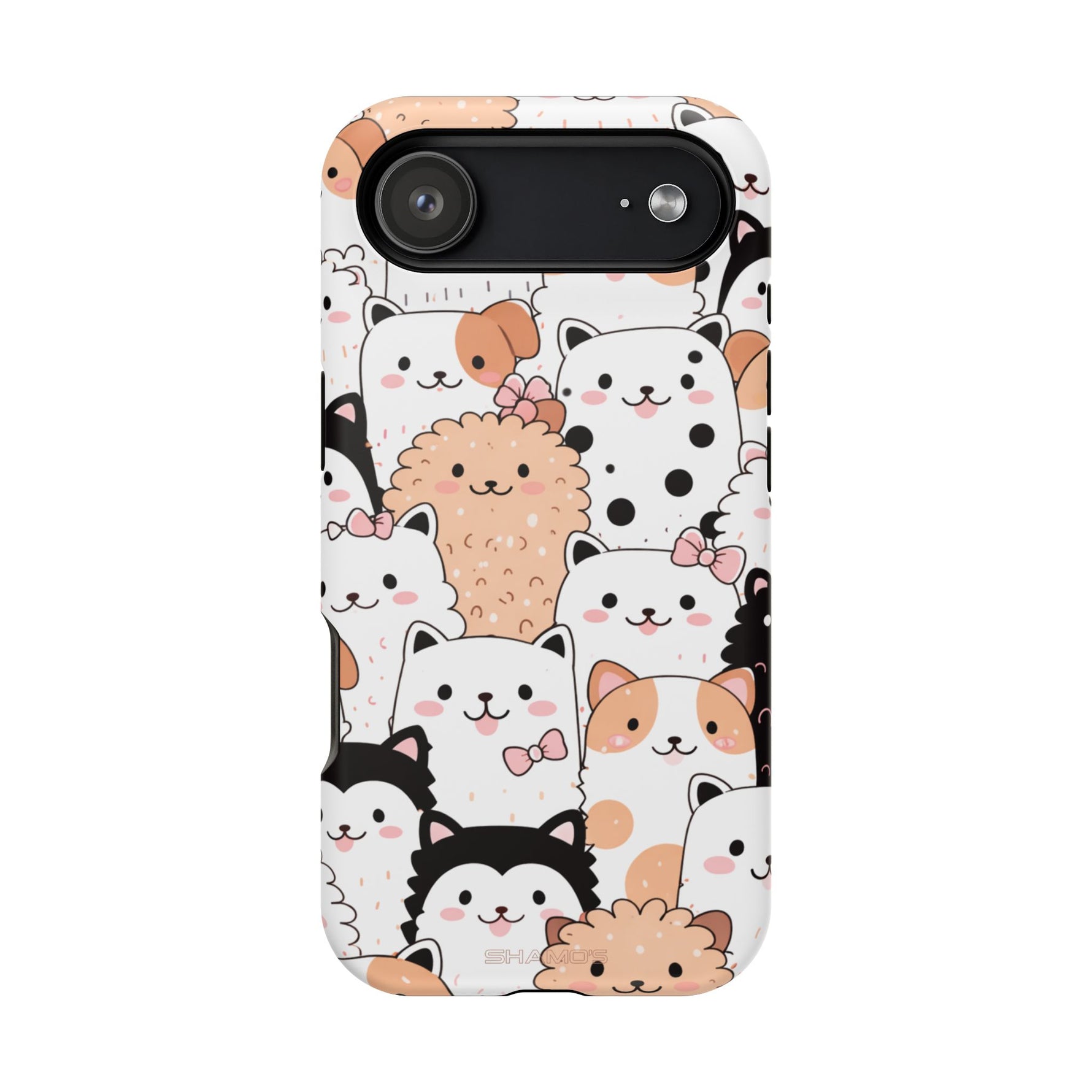 Cute Cartoon Cats & Puppies Phone Case with MagSafe Compatibility