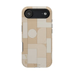 Geometric Beige Magnetic Impact-Resistant iPhone Case with Personalizable Quote and MagSafe Compatible