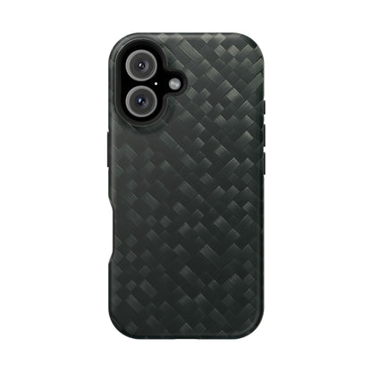 Dark Carbon Fiber Texture Magnetic Impact-Resistant iPhone Case | MagSafe compatible  Shamo's iPhone 16 / Matte