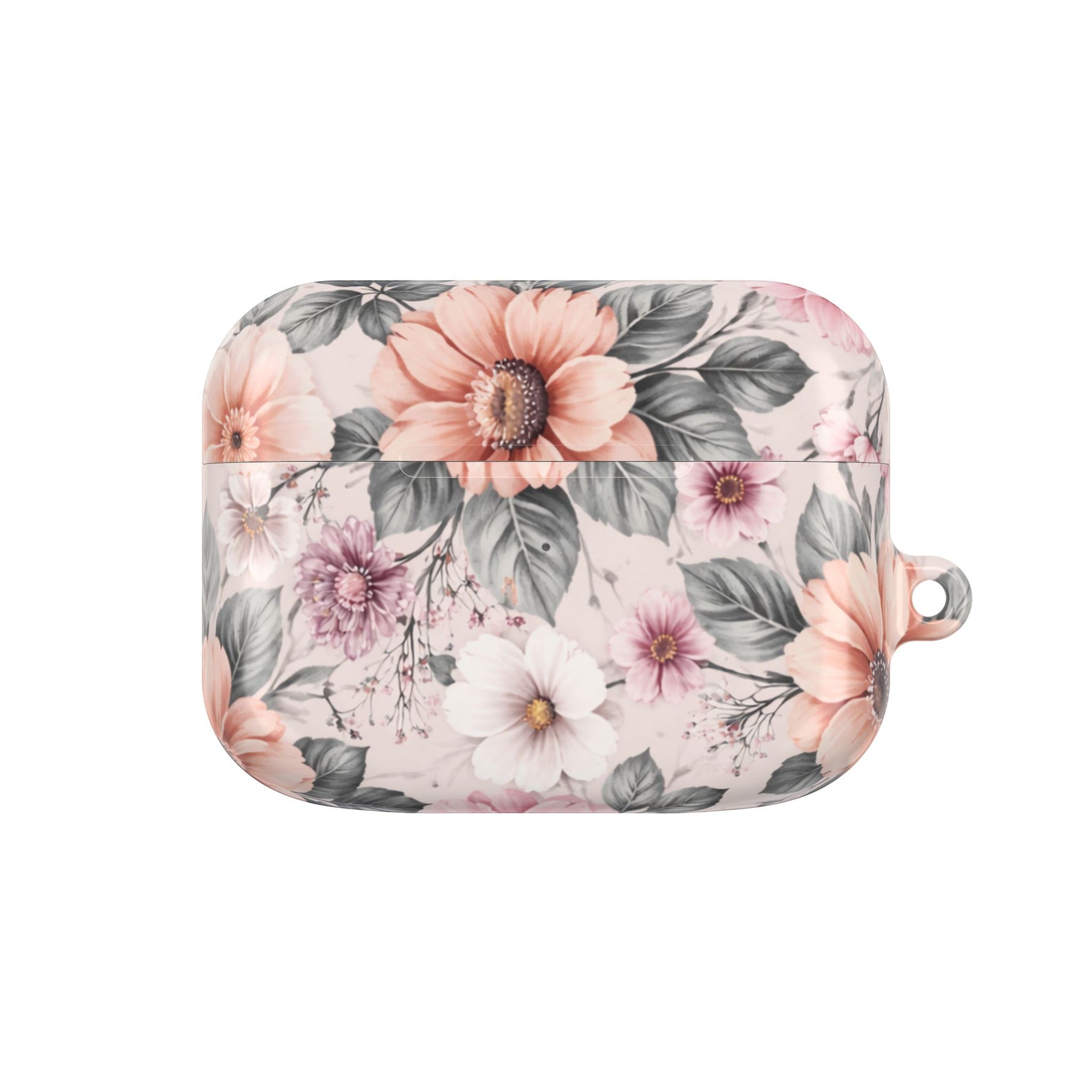 Floral Pink Vintage AirPod Case — Pastel Flower Protective Cover - AirPods Pro Gen 1 / White / Glossy - Shamo's