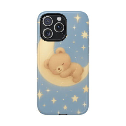 Sleepy Teddy Bear & Stars iPhone Case with MagSafe