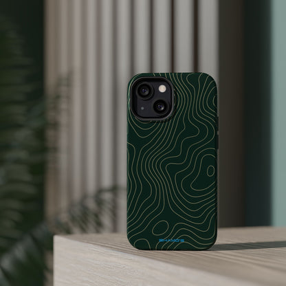 Topographic Green Magnetic Impact-Resistant iPhone Case | MagSafe compatible  Shamo's