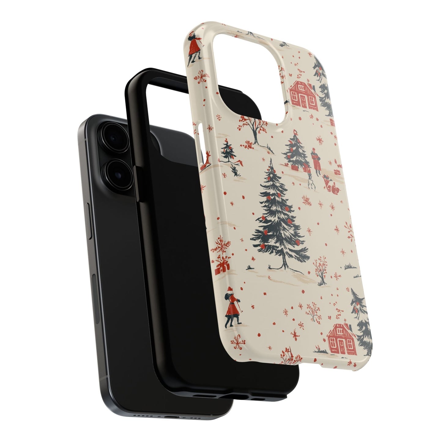 Winter Village Holiday Tough iPhone Case — Vintage Holidays & Snow Scene