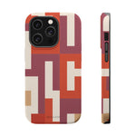 Retro Geometric Magnetic MagSafe Compatible Impact Phone Case — Bold Red & Terracotta Pattern