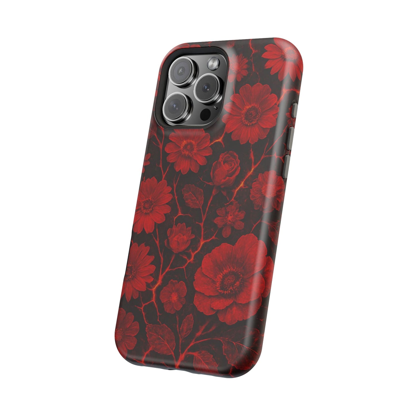 Melted Lava Dark Red Floral iPhone Case — MagSafe Compatible  Shamo's